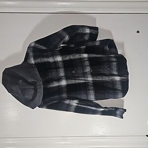 Boys button up hooded shirt